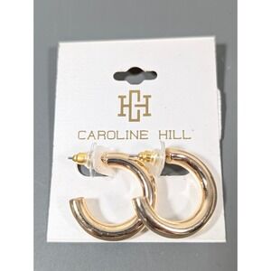 Caroline Hill Classic Gold Tone Hoop Earrings Pierced NEW